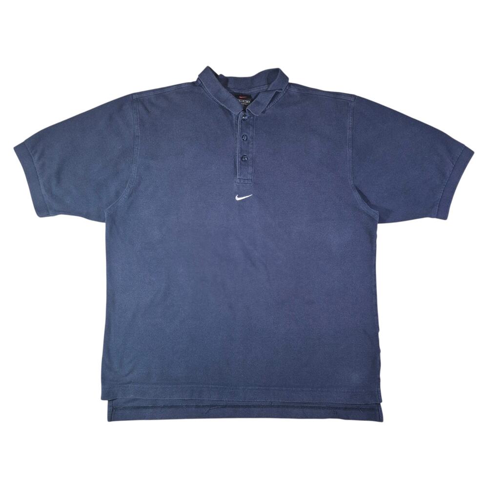 (L) Vintage Nike Center Check Navy Polo shirt